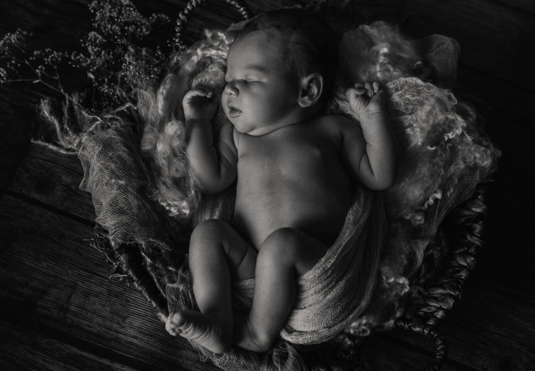 black and white newborn baby girl
